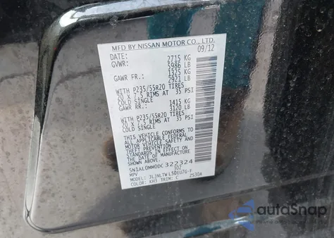 2013 Infiniti Jx35 z USA, uszkodzony, nr VIN 5N1AL0MM0DC322324